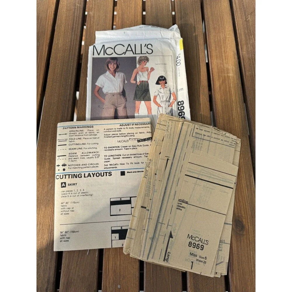 McCall's 8969 Misses' Skirts Shorts Size 6 Waist 23 Gap Sewing Pattern Vtg 1984